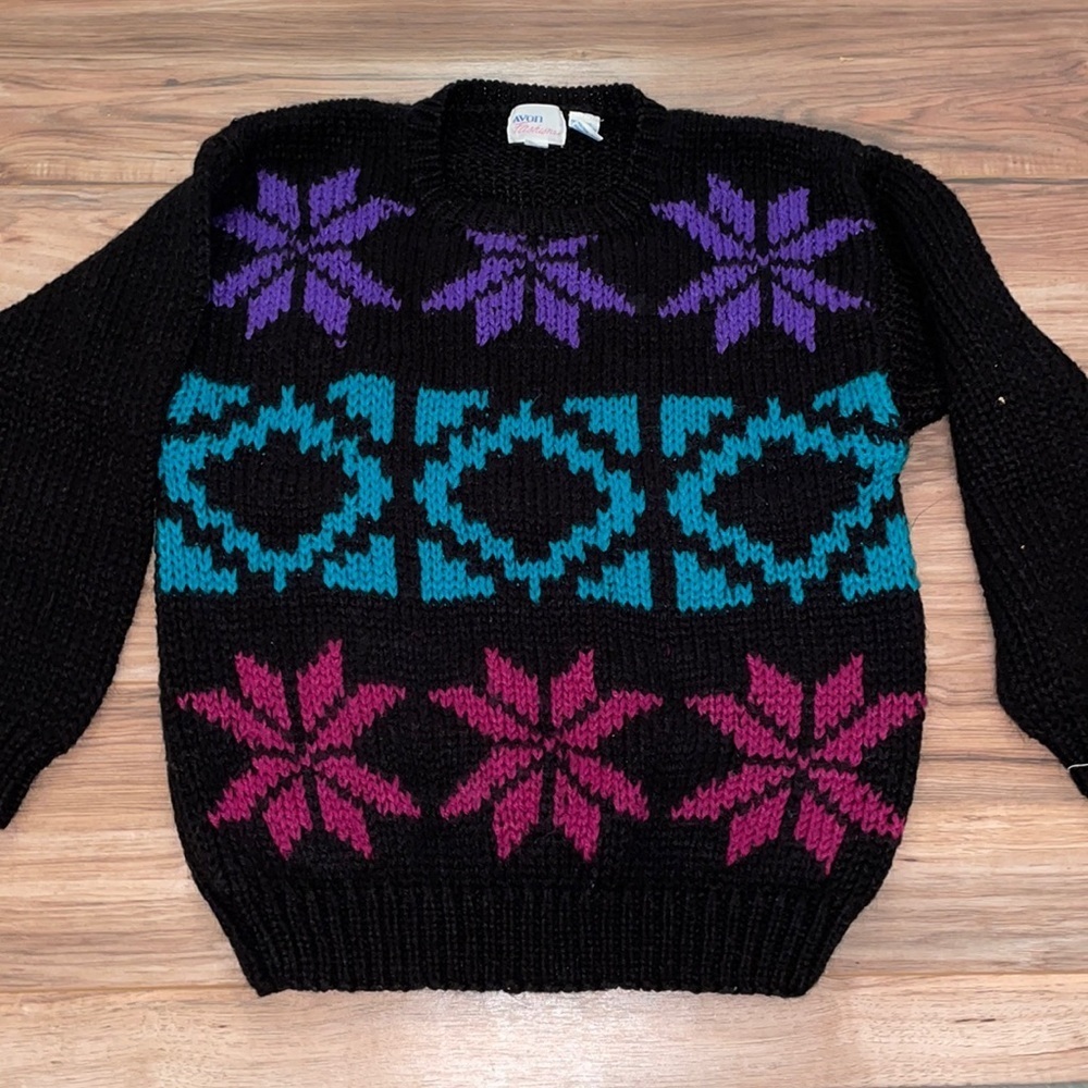 Vintage Avon Grandma chunky oversized ugly cottagecore academia sweater